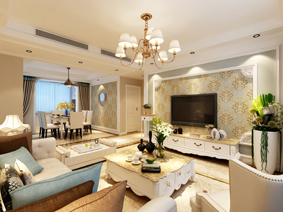 濟南福景佳苑126平歐式風格家庭裝修設計案例