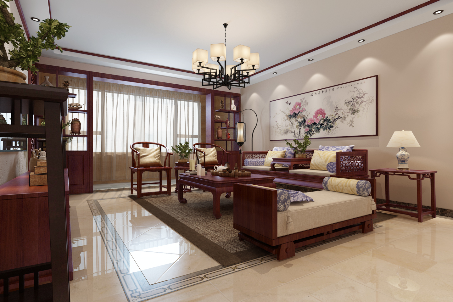 濟南報業文苑新中式風格家庭裝修設計案例